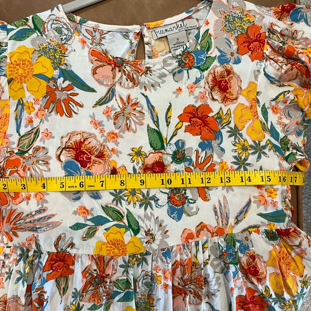 Floral Tiered Puff Sleeve Mini Dress - Multicolor - Picture 6 of 6